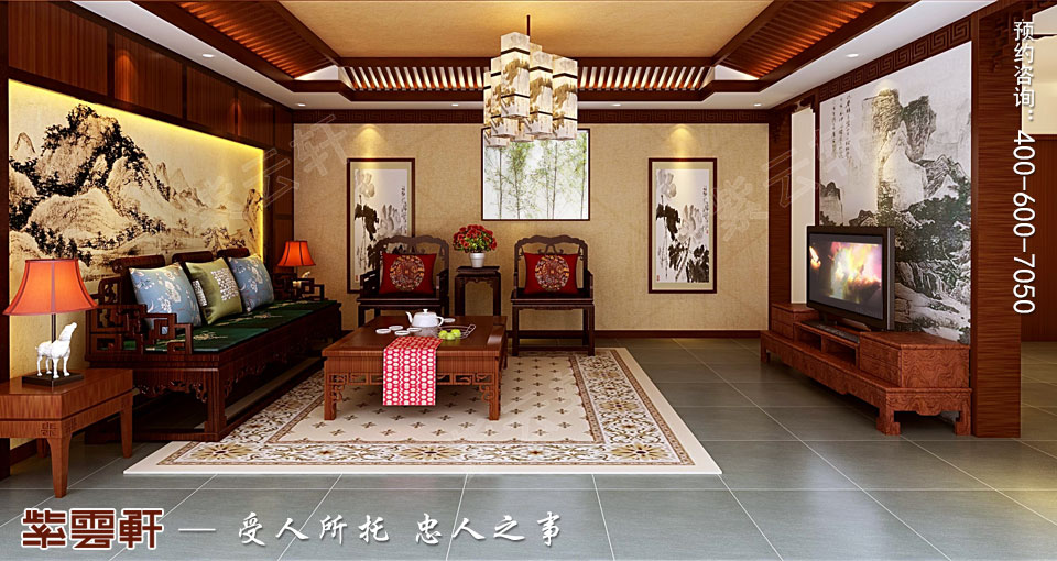 簡約古典中式風(fēng)格別墅<a href=http://disposabletattoopen.com/qijushi/ target=_blank class=infotextkey>起居室裝修效果圖</a>
