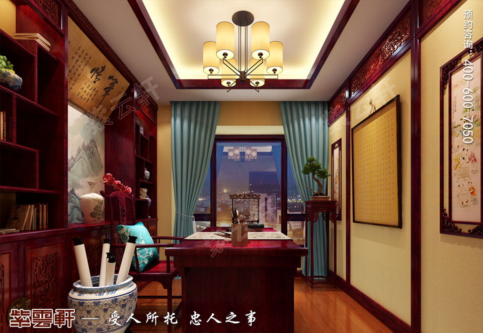 古典中式風(fēng)格<a href=http://disposabletattoopen.com/shufangzhs/ target=_blank class=infotextkey>書房裝修效果圖</a>