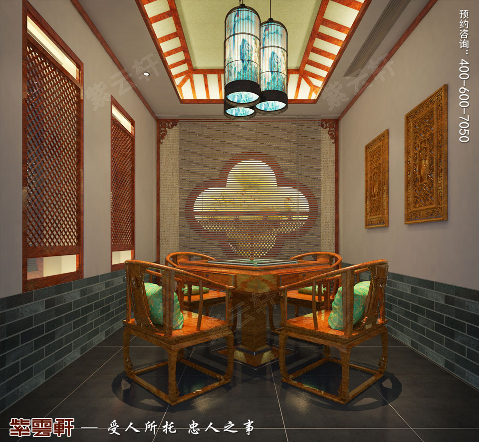 私人會(huì)所棋牌室田園中式裝修圖
